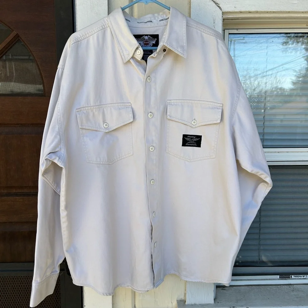 NWOT Harley-Davidson Logo Spell Out Button Down Long Sleeve Shirt - Size XL